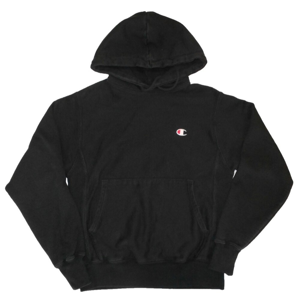 Champion Reverse Weave Black Cotton Fleece Pullover Hoodie Men's Small / Unisex